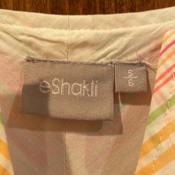 Eshakti Pastel Candy Striped V-Neck Flare Sleeveless Dress Size 6 - Picture 6 of 9